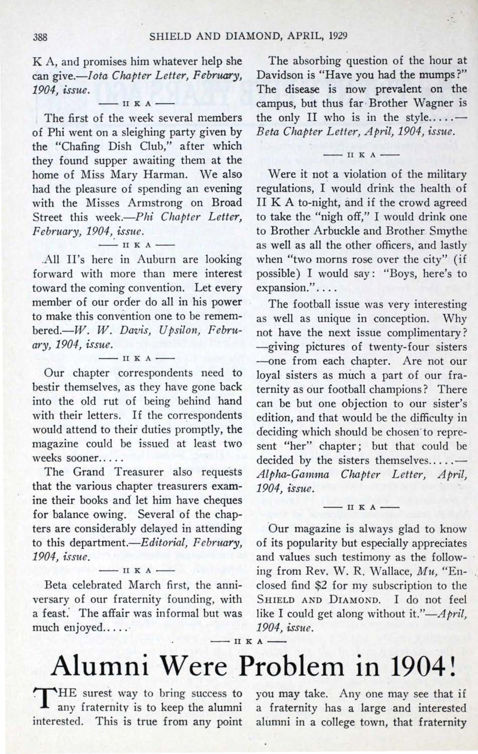 Alumni Were Problem In 1904!